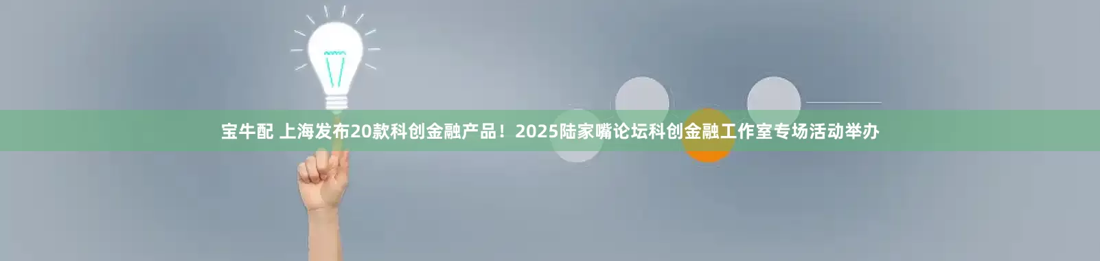 宝牛配 上海发布20款科创金融产品！2025陆家嘴论坛科创金融工作室专场活动举办